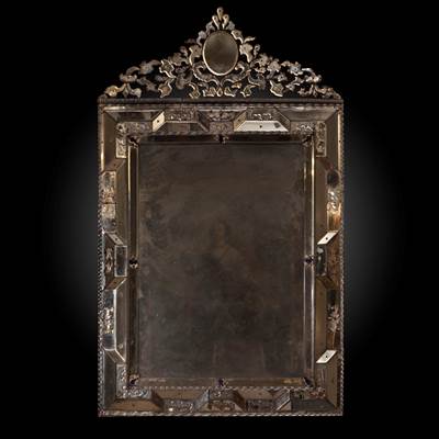 An important rectangular mirror, Murano, Venice, Italy, 18th century (168 cm high, 101 cm wide) (66 in. high, 40 in. wide)