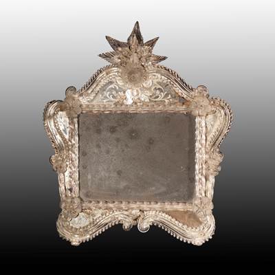 A Murano engraved mirror, Murano, Venice, 19th century (49 cm wide, 59 cm high) (19 in. wide, 23 in. high)